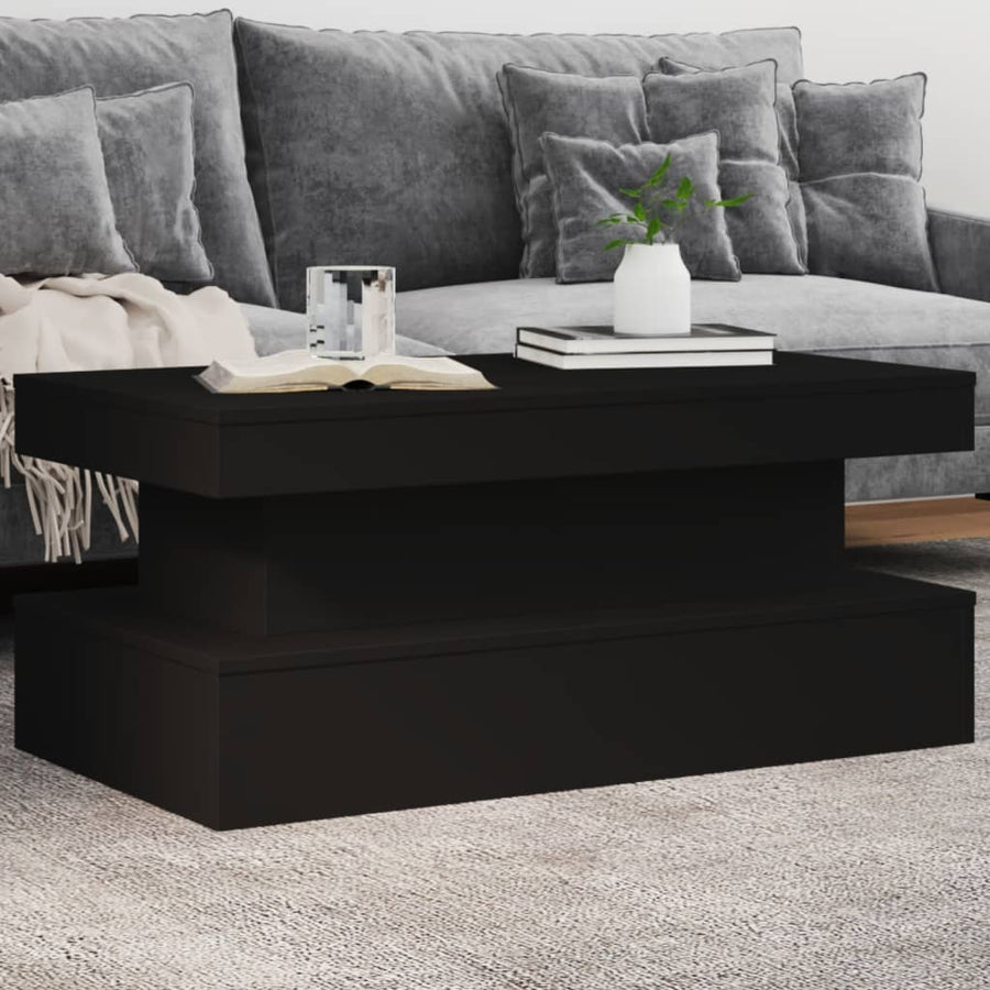 Salontafel met LED-verlichting 90x50x40 cm zwart 90 x 50 x 40 cm Zwart
