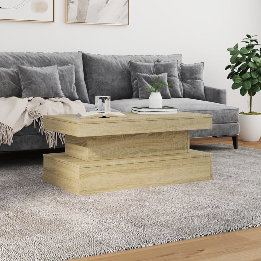 Salontafel met LED-verlichting 90x50x40 cm sonoma eikenkleurig 90 x 50 x 40 cm Sonoma eiken