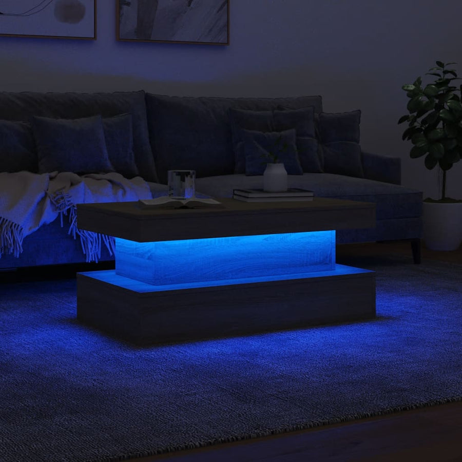 Salontafel met LED-verlichting 90x50x40 cm sonoma eikenkleurig 90 x 50 x 40 cm Sonoma eiken