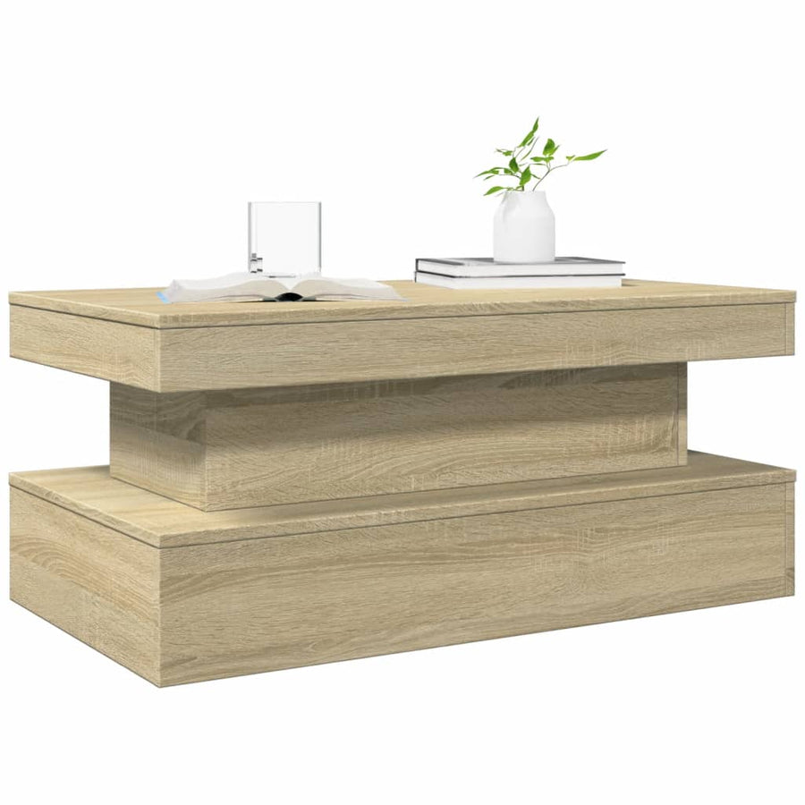 Salontafel met LED-verlichting 90x50x40 cm sonoma eikenkleurig 90 x 50 x 40 cm Sonoma eiken