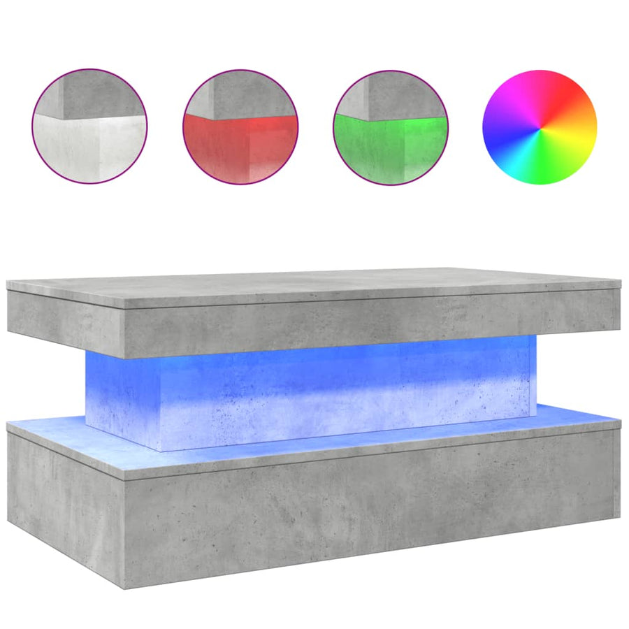 Salontafel met LED-verlichting 90x50x40 cm betongrijs 90 x 50 x 40 cm Betongrijs