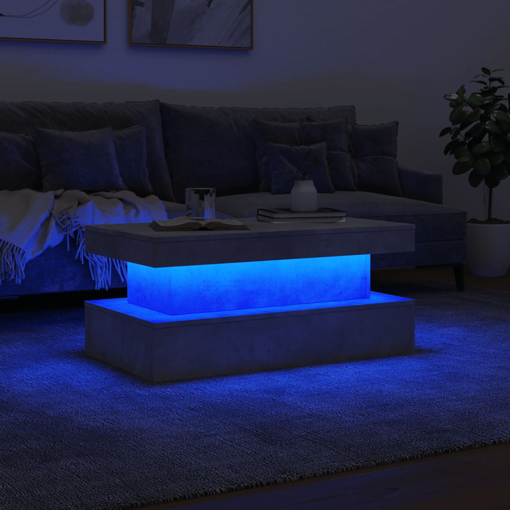 Salontafel met LED-verlichting 90x50x40 cm betongrijs 90 x 50 x 40 cm Betongrijs