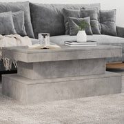 Coffee table with LED lighting 90x50x40 cm concrete grey