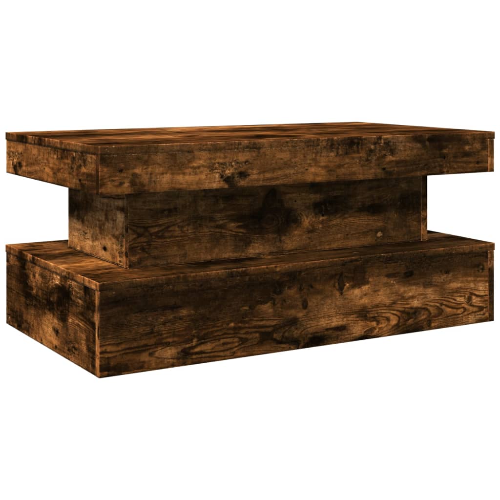 Salontafel met LED-verlichting 90x50x40 cm gerookt eikenkleurig
