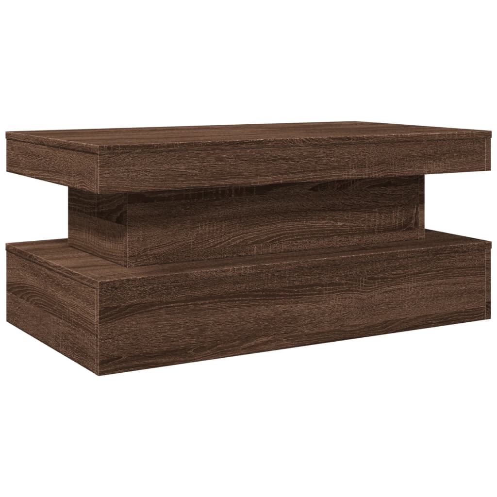 Salontafel Met Led-Verlichting 90X50X40 Cm bruin eikenkleur