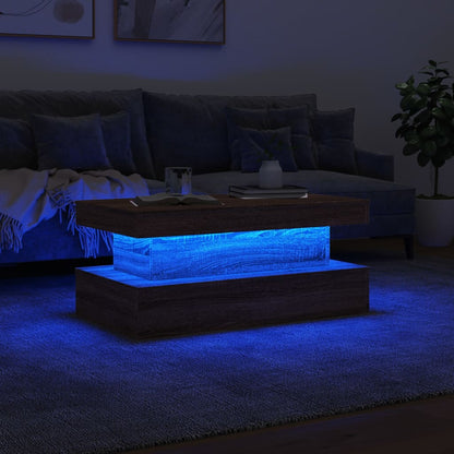 Salontafel Met Led-Verlichting 90X50X40 Cm bruin eikenkleur