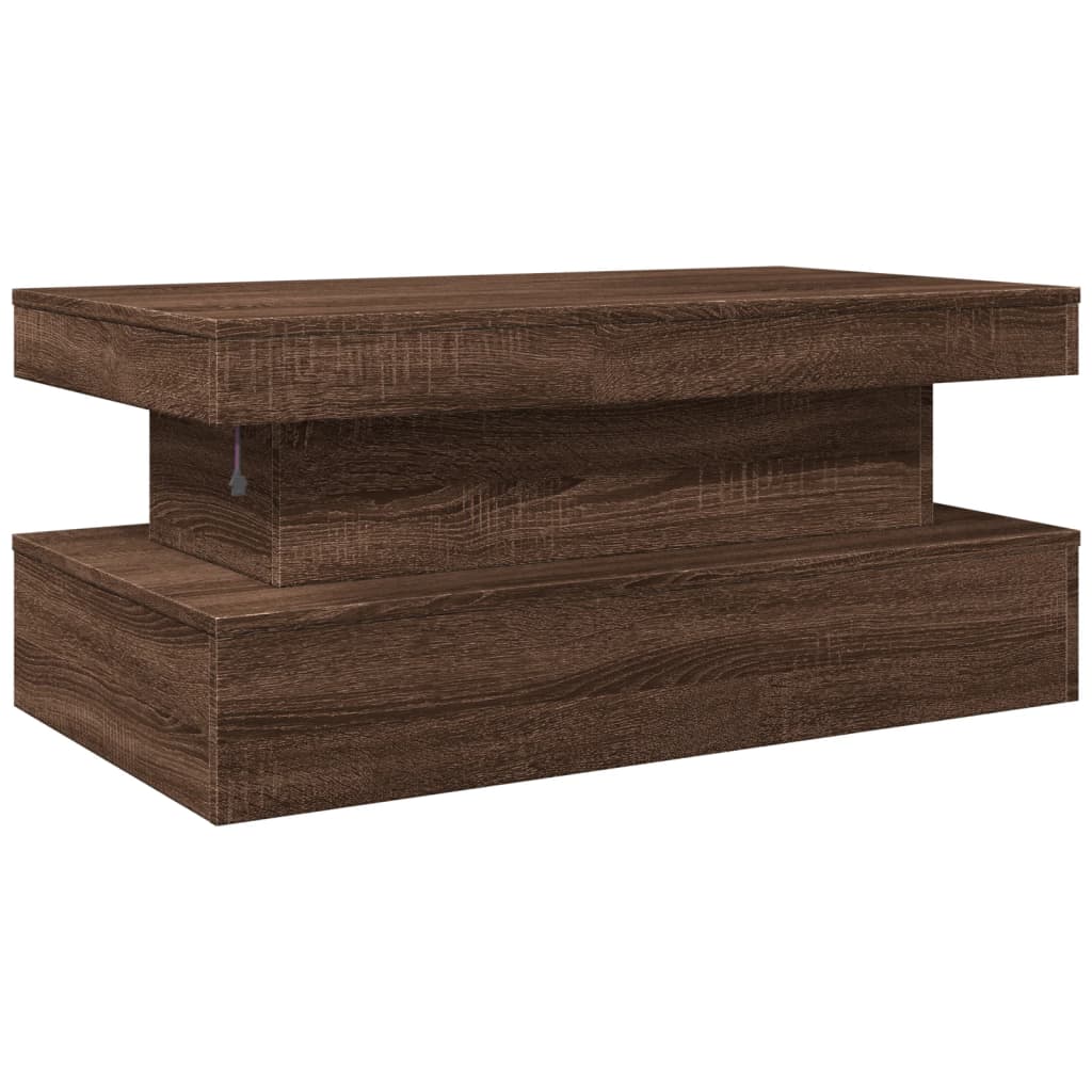 Salontafel Met Led-Verlichting 90X50X40 Cm bruin eikenkleur