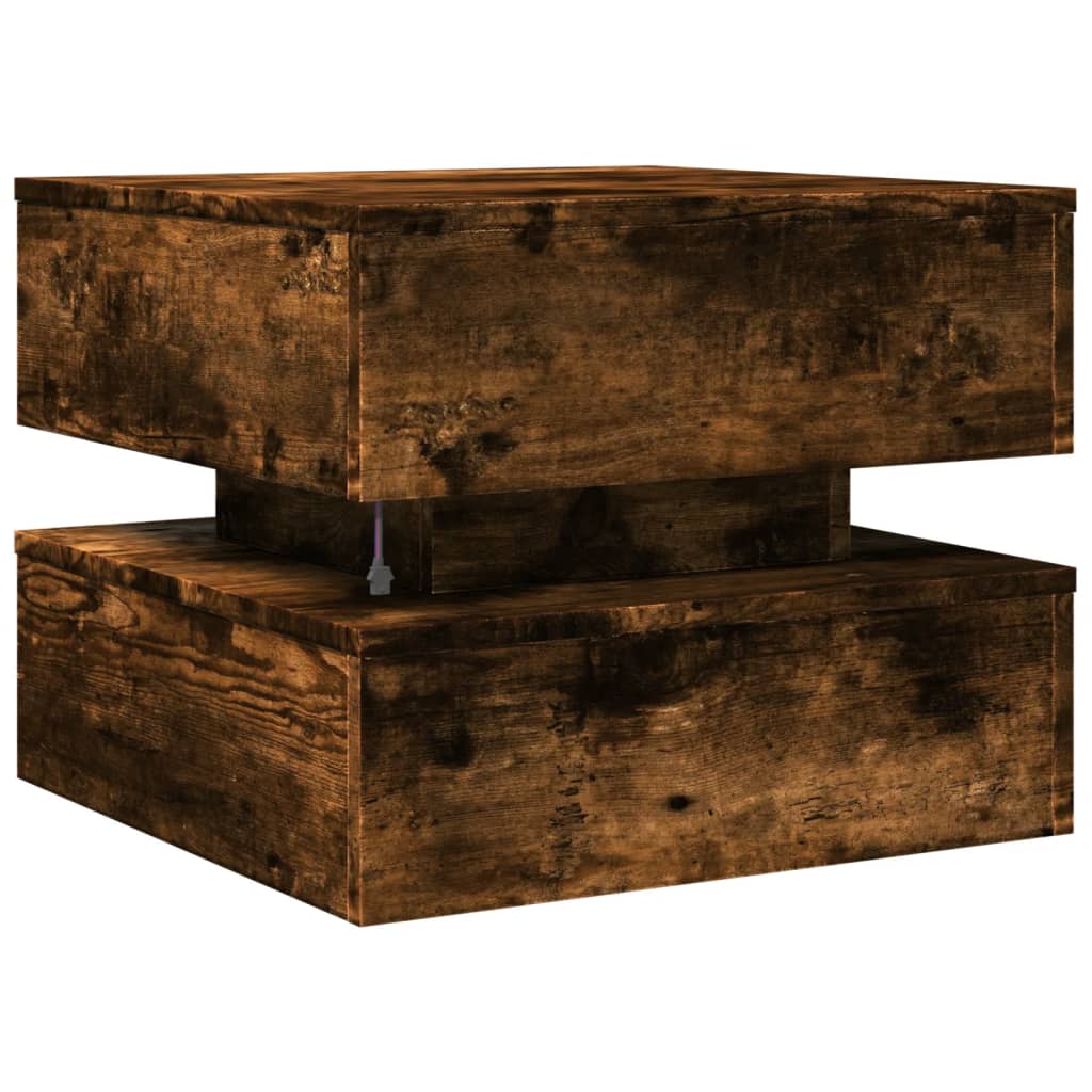 Salontafel met metalen poten 50x50x40 cm gerookt eikenkleurig