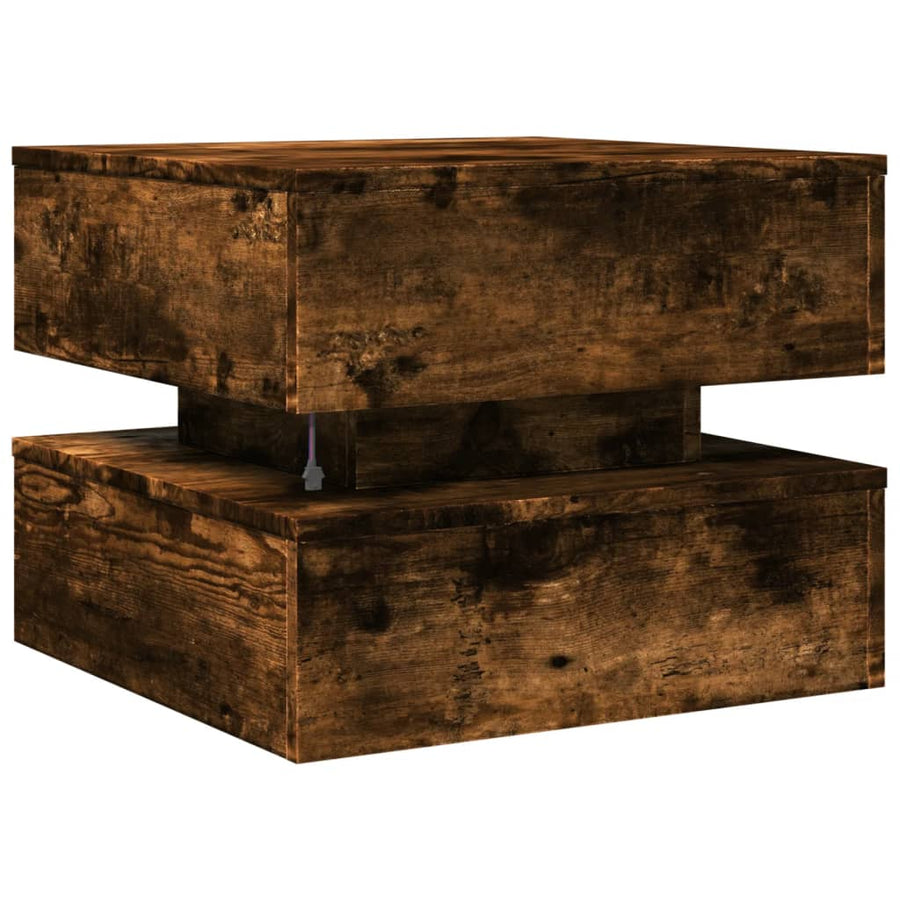 Salontafel met metalen poten 50x50x40 cm gerookt eikenkleurig