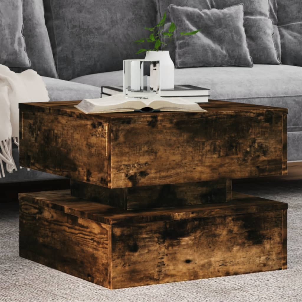 Salontafel met metalen poten 50x50x40 cm gerookt eikenkleurig