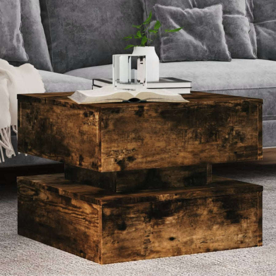 Salontafel met metalen poten 50x50x40 cm gerookt eikenkleurig