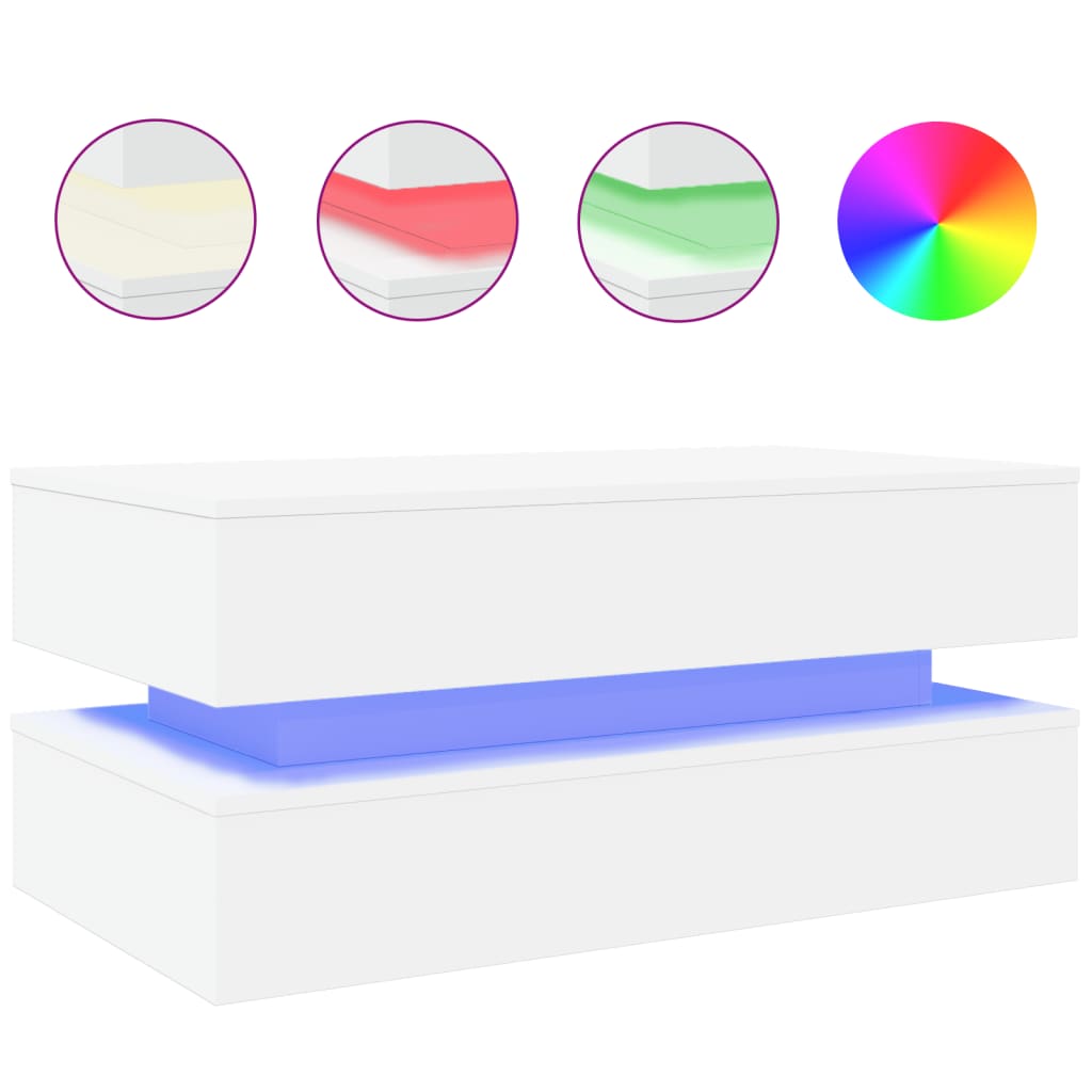 Salontafel Met Led-Verlichting Wit
