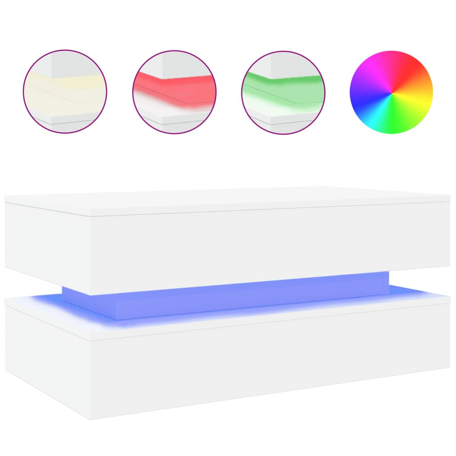 Salontafel Met Led-Verlichting Wit