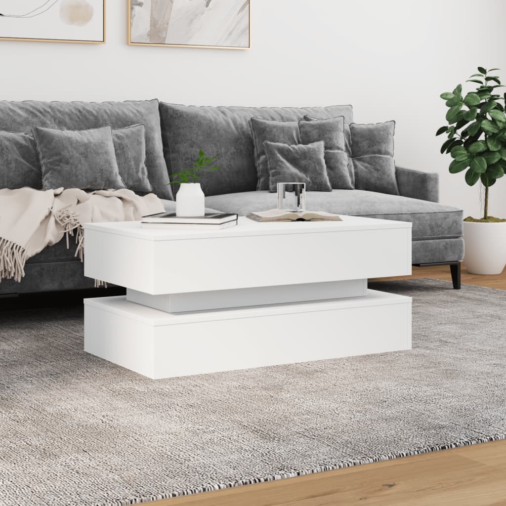 Salontafel Met Led-Verlichting Wit