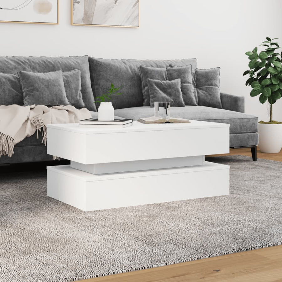 Salontafel Met Led-Verlichting Wit
