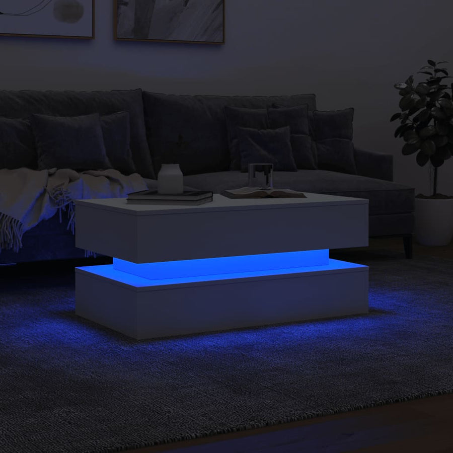Salontafel Met Led-Verlichting Wit
