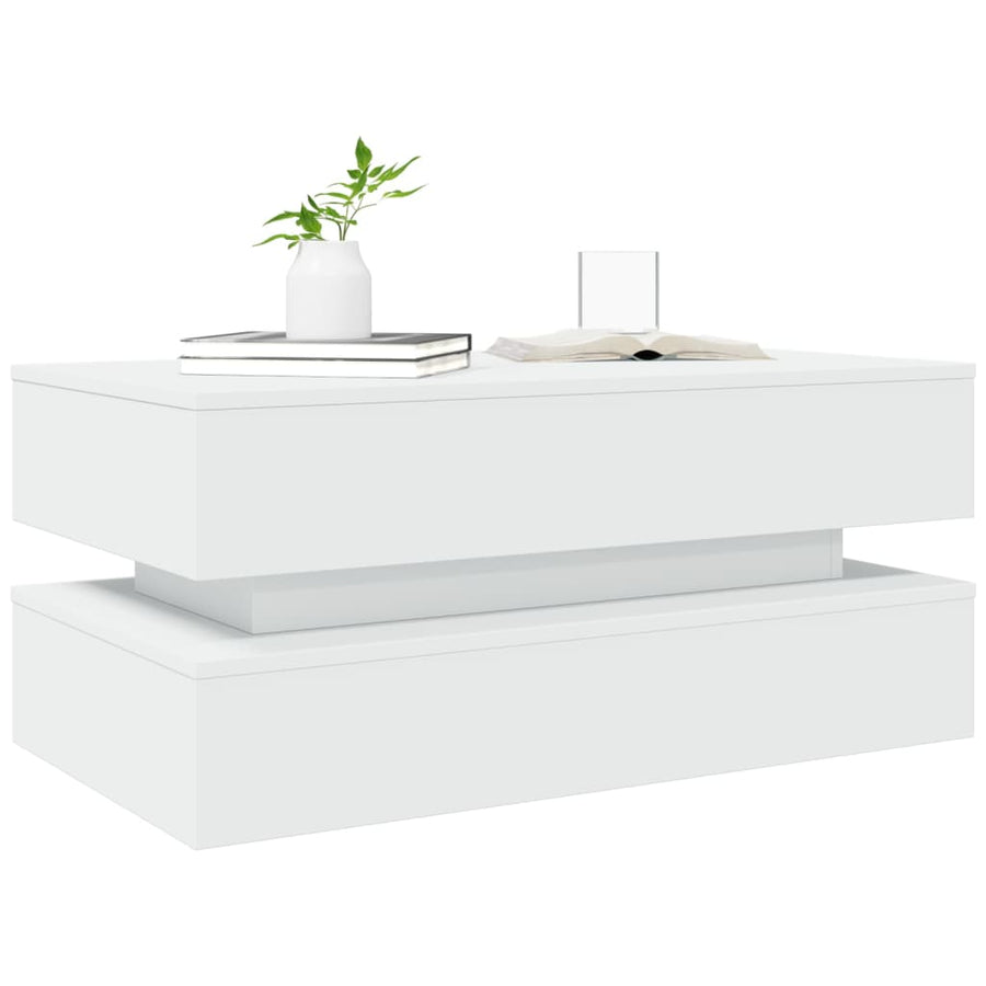 Salontafel Met Led-Verlichting Wit