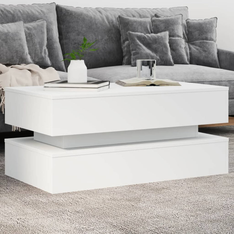 Salontafel Met Led-Verlichting Wit
