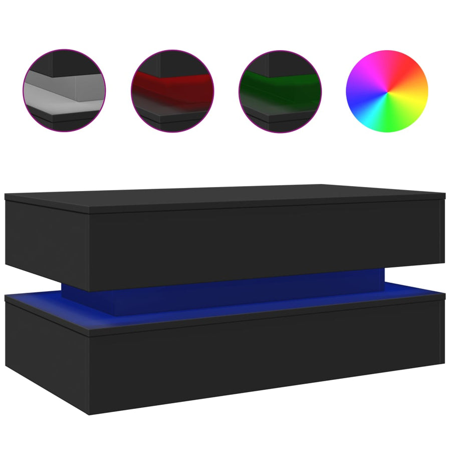 Salontafel Met Led-Verlichting Zwart