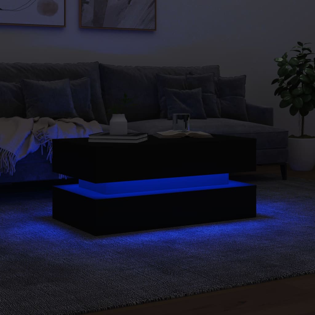 Salontafel Met Led-Verlichting Zwart