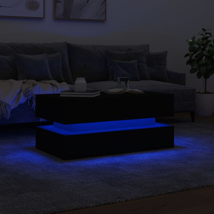 Salontafel Met Led-Verlichting Zwart