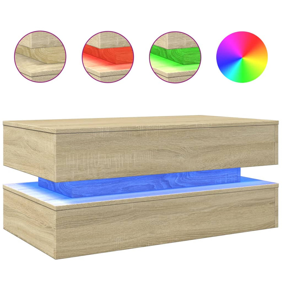Salontafel Met Led-Verlichting Kleurig Sonoma eiken