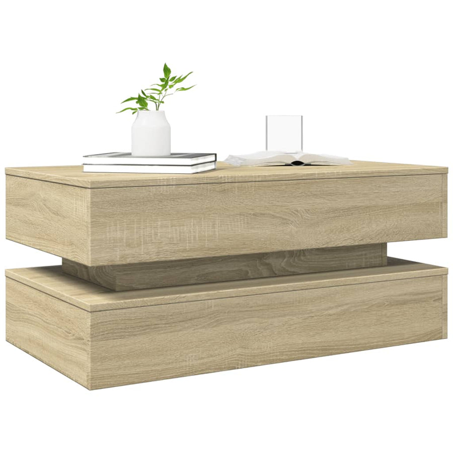 Salontafel Met Led-Verlichting Kleurig Sonoma eiken