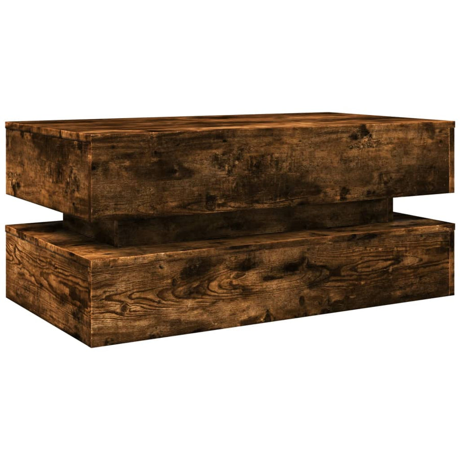 Salontafel Met Led-Verlichting Kleurig Gerookt eiken
