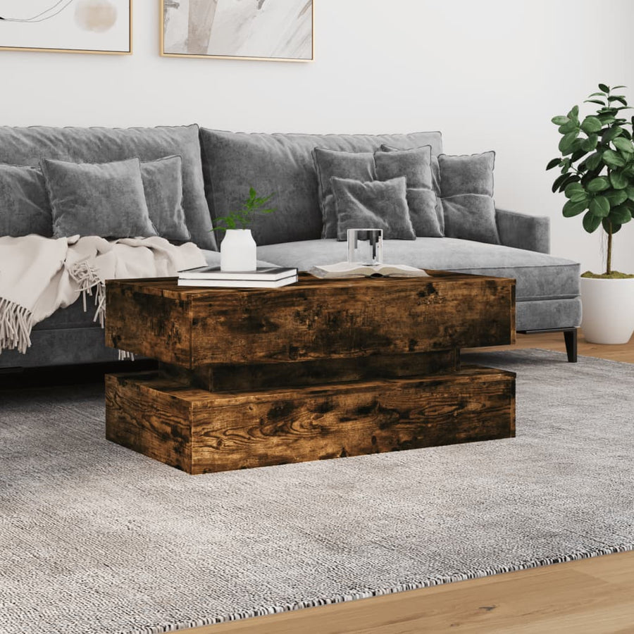 Salontafel Met Led-Verlichting Kleurig Gerookt eiken