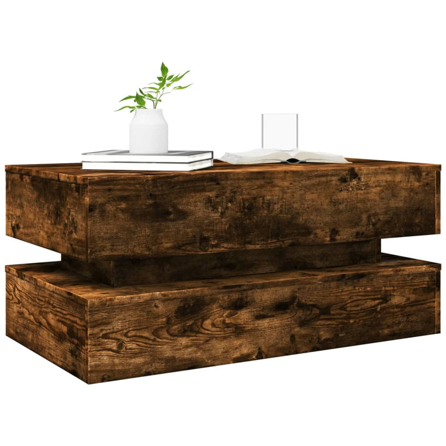 Salontafel Met Led-Verlichting Kleurig Gerookt eiken