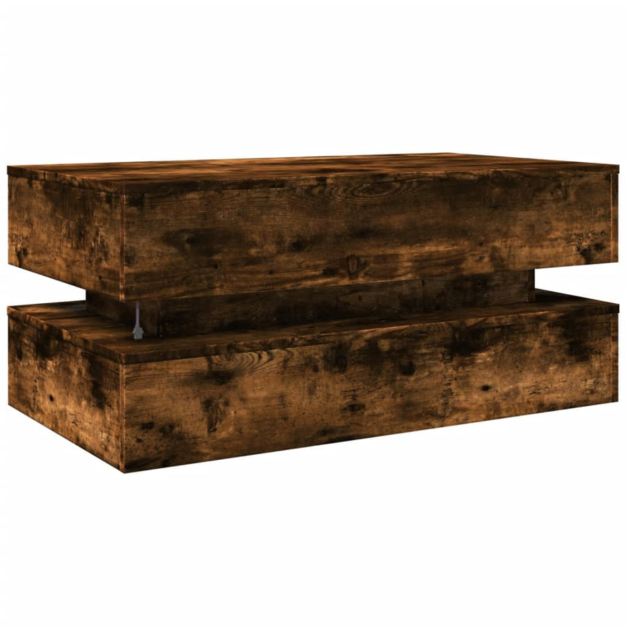 Salontafel Met Led-Verlichting Kleurig Gerookt eiken