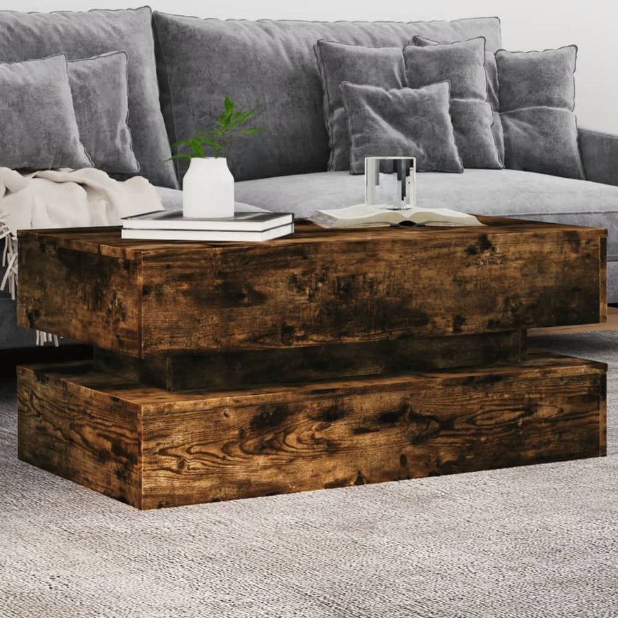 Salontafel Met Led-Verlichting Kleurig Gerookt eiken