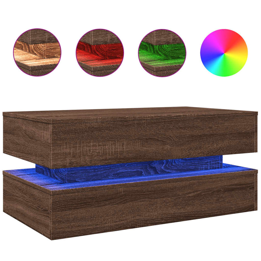 Salontafel Met Led-Verlichting Bruineikenkleurig bruin eikenkleur