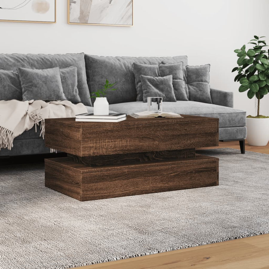 Salontafel Met Led-Verlichting Bruineikenkleurig bruin eikenkleur