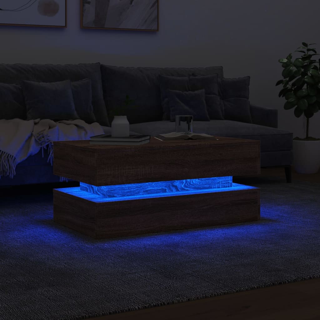 Salontafel Met Led-Verlichting Bruineikenkleurig bruin eikenkleur