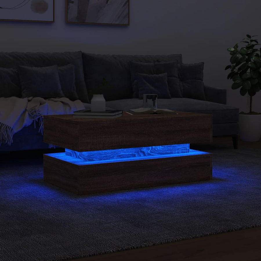Salontafel Met Led-Verlichting Bruineikenkleurig bruin eikenkleur