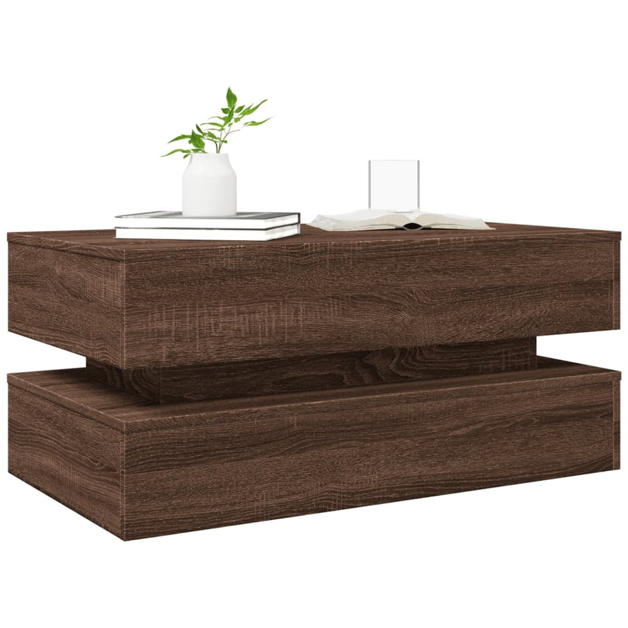 Salontafel Met Led-Verlichting Bruineikenkleurig bruin eikenkleur