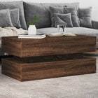 Coffee table with LED lighting 90x50x40 cm brown oak color