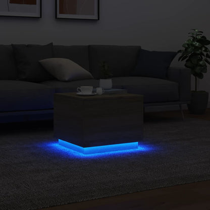 Salontafel met LED-verlichting 50x50x40 cm sonoma eiken