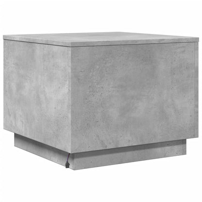 Salontafel met LED-verlichting 50x50x40 cm betongrijs