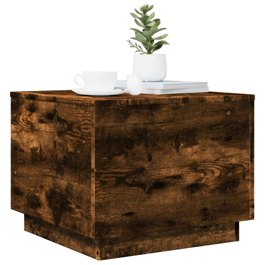 Salontafel met metalen poten 50x50x40 cm gerookt eikenkleurig