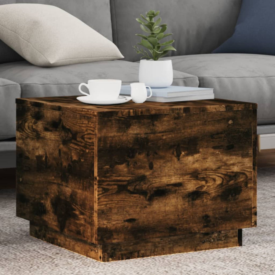 Salontafel met metalen poten 50x50x40 cm gerookt eikenkleurig