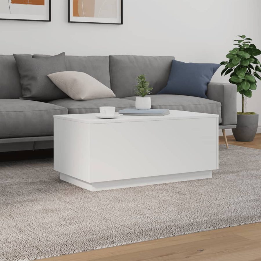 Salontafel met LED-verlichting 90x50x40 cm wit Wit