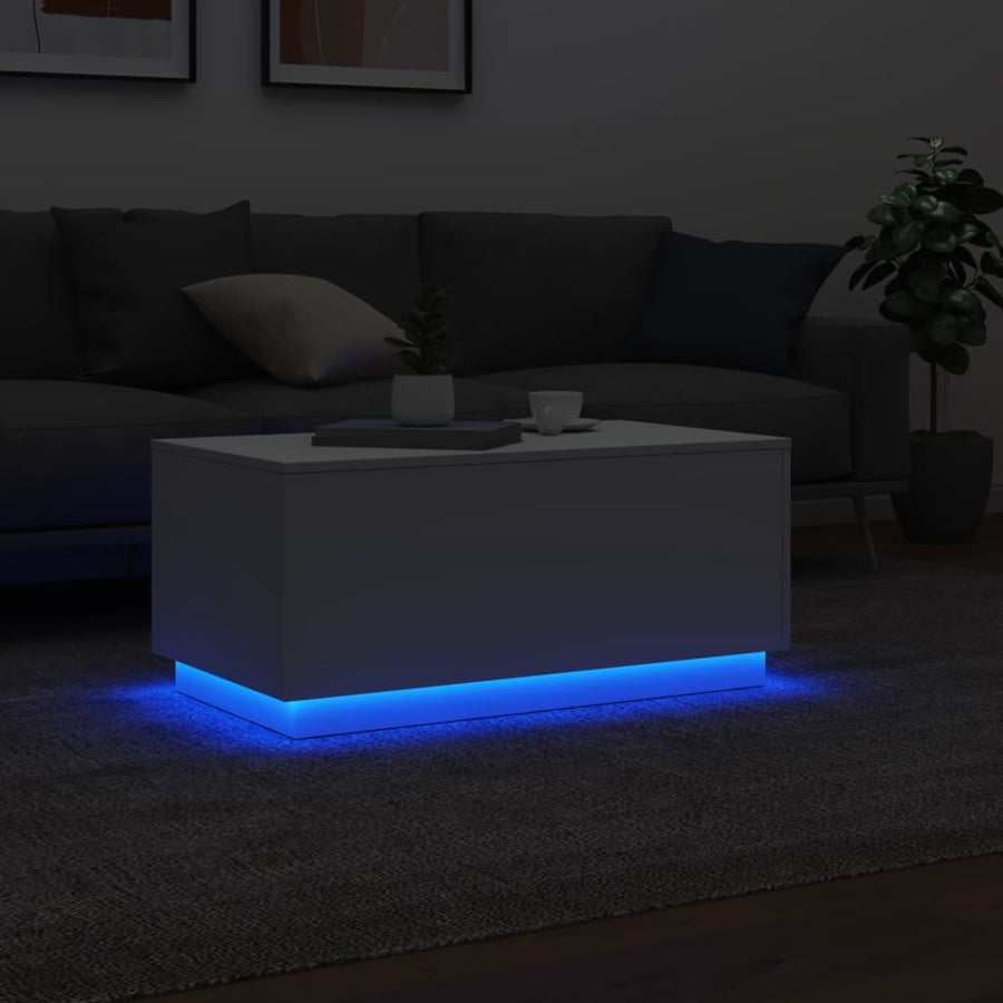 Salontafel met LED-verlichting 90x50x40 cm wit Wit