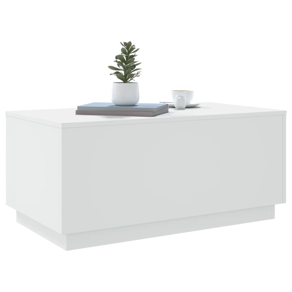 Salontafel met LED-verlichting 90x50x40 cm wit Wit