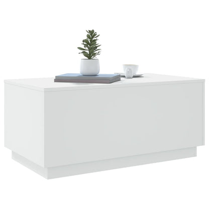Salontafel met LED-verlichting 90x50x40 cm wit Wit