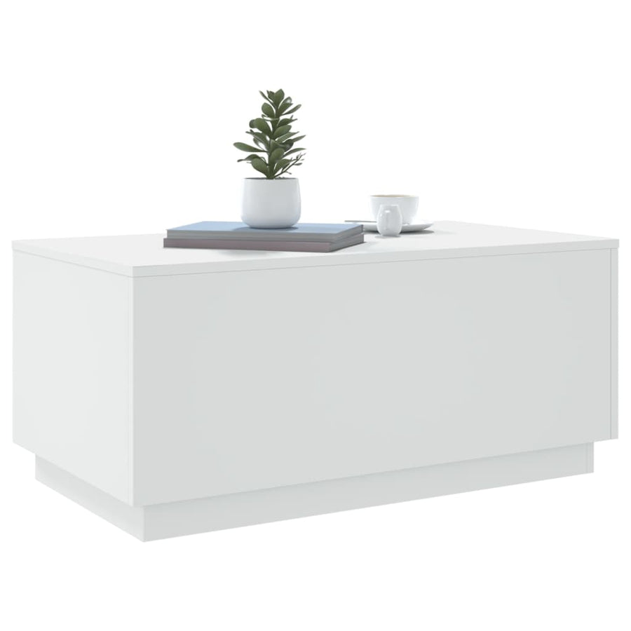 Salontafel met LED-verlichting 90x50x40 cm wit Wit