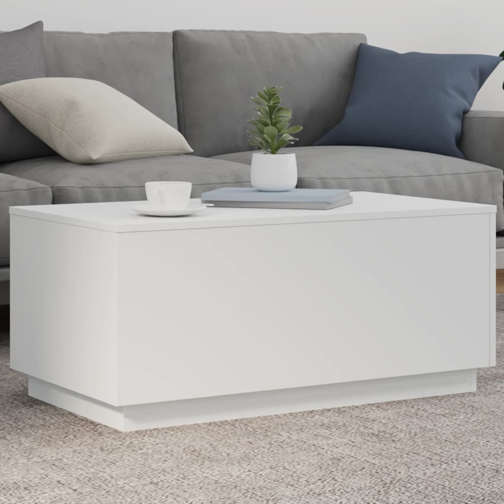 Salontafel met LED-verlichting 90x50x40 cm wit Wit