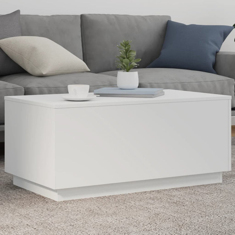 Salontafel met LED-verlichting 90x50x40 cm wit Wit