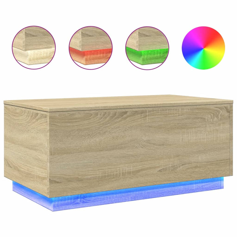 Salontafel met LED-verlichting 90x50x40 cm sonoma eikenkleurig Sonoma eiken